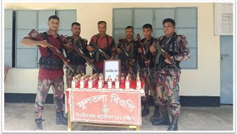 জুড়ী সীমান্তে বিজিবির অভিযানে ৩৮ বোতল ভারতীয় মদ আটক